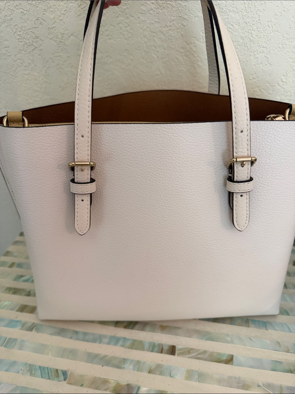Coach Cream Leather Tote with Gold Hardware - Picture 6 of 16